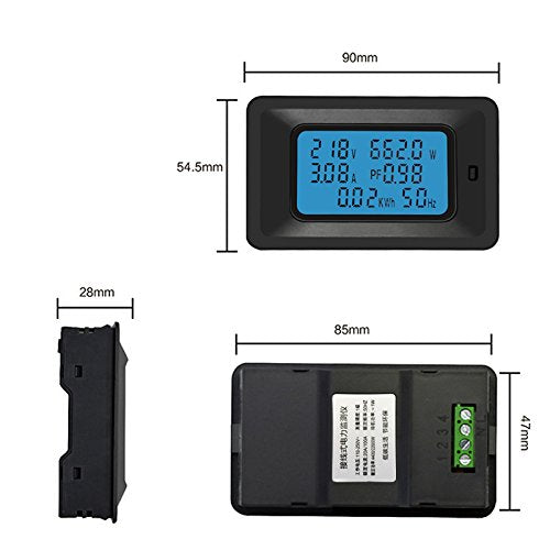 Quick Sense AC 20KW 110-250V 100A Digital Power Energy Voltmeter Ammeter Frequency Meter - Quick Sense Innovations